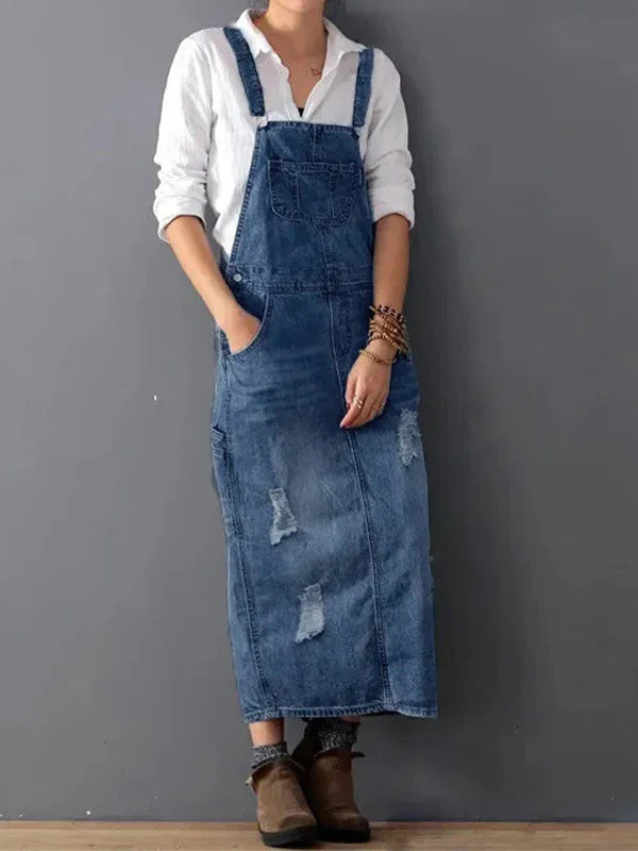 Clara | Lässiges Denim-Latzkleid im modernen Stil