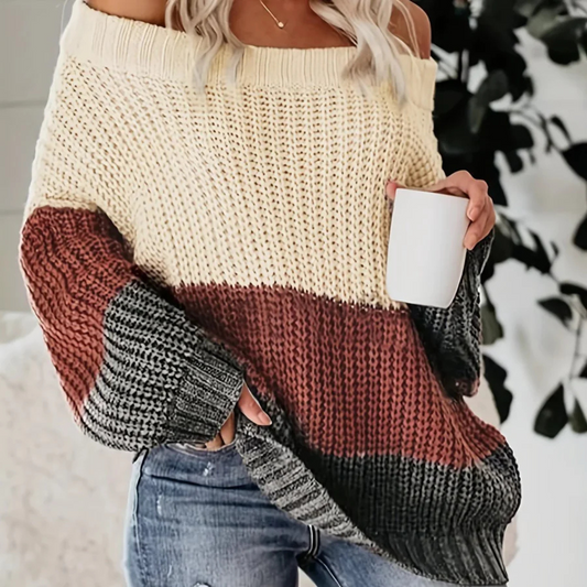 Alina | Schulterfreier Strickpullover mit lässigem Chic