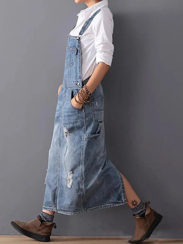Clara | Lässiges Denim-Latzkleid im modernen Stil